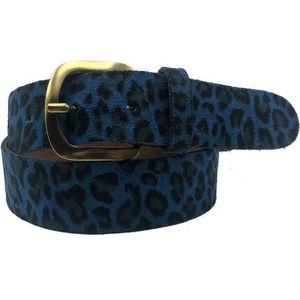 Blauwe riem - Leopard V45 Kobalt  Dames riem - Broekriem Dames - Dames riem -  Dames riemen - heren riem - heren riemen - riem - riemen - Designer riem - luxe