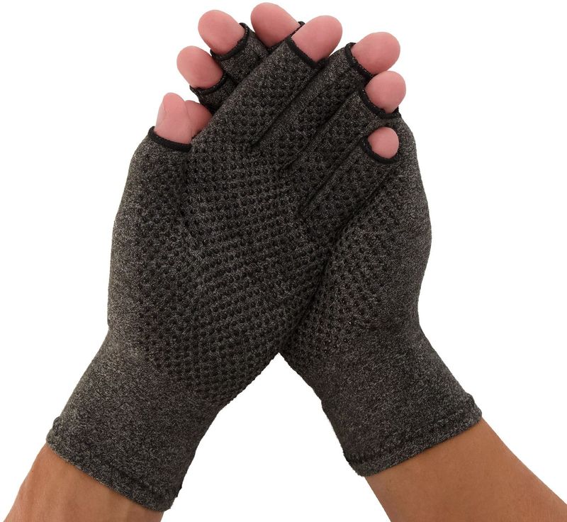 Therapeutische Reuma Artritis Compressie Handschoenen met Anti-Slip voor Pijnverlichting, Ondersteuning & Verbetering van de Bloedsomloop | Grijs Small