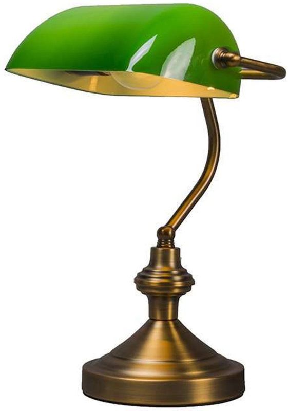 QAZQA banker - Klassieke Notarislamp | Bankierslamp - 1 lichts - H 350 mm - Groen - Woonkamer