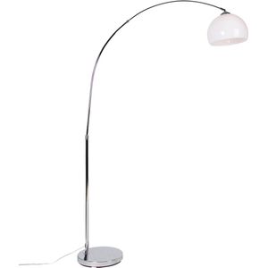 QAZQA arc basic Moderne Staande booglamp 1 lichts H 1760 Chroom Woonkamer