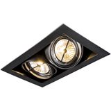 QAZQA - Oneon - Inbouwspot - Zwart - Staal - 2 Lichts