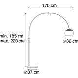 QAZQA Booglamp XXL - Moderne Staande Lamp - Staal - Woonkamer