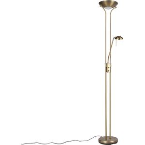 QAZQA Diva - Dimbare LED Staande Uplighter - Brons - Met Leeslamp