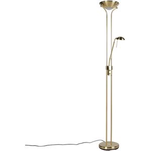 QAZQA - Diva 2 - LED Dimbare Vloerlamp - Goud/messing - H 180 cm - 2 lichts
