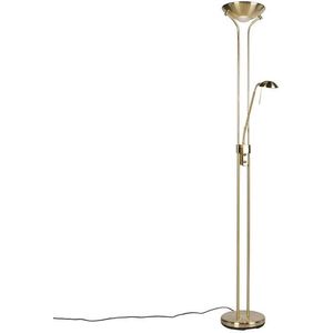 Qazqa - Stehleuchte gold mit Leseleuchte inkl. led und Dimmer - Diva 2