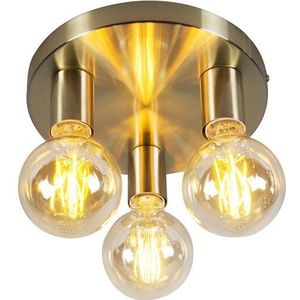 QAZQA facil - Design Plafondlamp - 3 lichts - Ø 250 mm - Goud - Woonkamer | Slaapkamer | Keuken