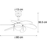 QAZQA - Fresh - Plafondventilator - Zwart - Ø 800 mm - 1 Licht