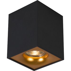 QAZQA quba - Moderne Plafondspot | Spotje | Opbouwspot - 1 lichts - L 85 mm - Zwart Goud - Woonkamer | Slaapkamer | Keuken