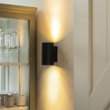 QAZQA sandy Design Wandlamp Up Down voor binnen 2 lichts D Zwart Woonkamer  Slaapkamer  Keuken