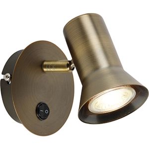 QAZQA Karin - Wandlamp - Brons - 1 Licht - Voor Binnen