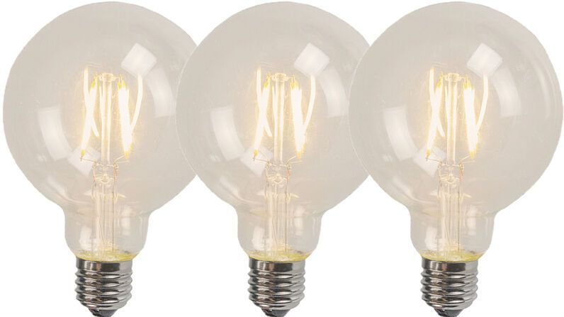 LUEDD Set van 3 E27 LED filament G95 4W 320 lm 2700K
