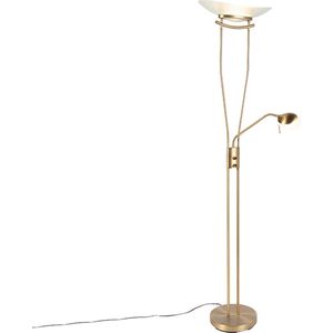 QAZQA Lexus - Moderne Dimbare LED Vloerlamp - Brons - 2 Lichtbronnen - H 180 cm