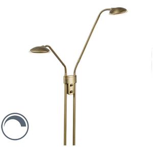 Qazqa - Moderne Stehleuchte Bronze mit Leselampe inkl. led - Eva