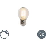 Set van 5 E27 dimbare LED filament kogellampen 5W 470lm 2700K