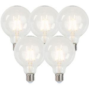 LUEDD Set van 5 E27 dimbare LED lampen G95 5W 470 lm 2700K