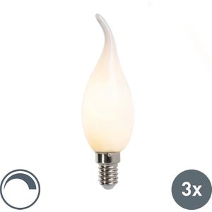 LUEDD Set van 3 E14 dimbare LED filament tipkaarslampen F35 mat 3W