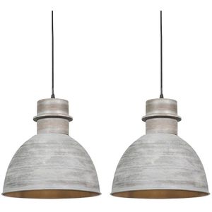 Set van 2 landelijke hanglampen grijs - Dory