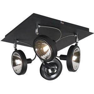 QAZQA nox - Moderne Plafondspot | Spotje | Opbouwspot - 4 lichts - L 320 mm - Zwart - Woonkamer | Slaapkamer | Keuken