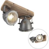 QAZQA emado - Industriele Plafondspot | Spotje | Opbouwspot - 2 lichts - L 270 mm - Grijs - Industrieel - Woonkamer | Slaapkamer | Keuken