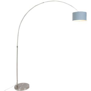 QAZQA Satin - Moderne Staande booglamp - 1 lichts - H 2200 mm - Blauw - Woonkamer | Slaapkamer | Keuken