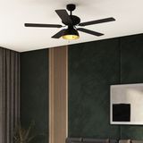Qazqa Deckenventilator Magna licht88, E27, Schwarz, Industrie, Stahl, 1-flammig