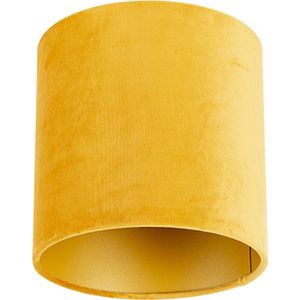 QAZQA Cilinder Velours - Moderne Lampenkap - Ø 200 Mm - Geel -