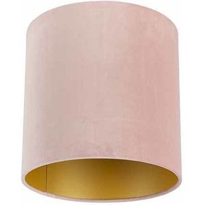 Velours lampenkap roze 25/25/25 met gouden binnenkant