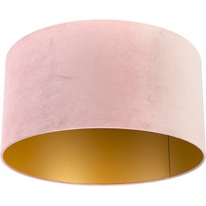 Velours lampenkap roze 50/50/25 met gouden binnenkant