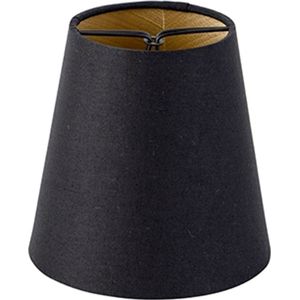QAZQA - Moderne Lampenkap - Zwart Goud - Ø 120 mm - Katoen