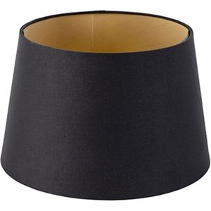 QAZQA rond schuin katoen - Moderne Lampenkap - Ø 250 mm - Zwart Goud -