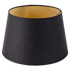 QAZQA Rond Schuin Katoen - Moderne Lampenkap - Ø 320 Mm - Zwart Goud -