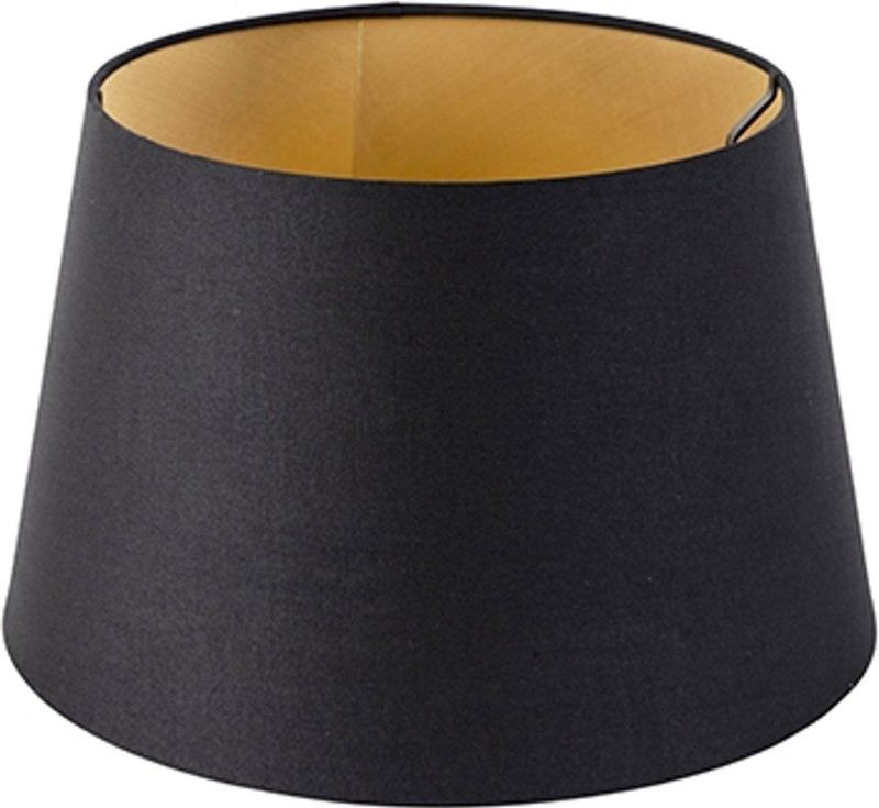 QAZQA Rond Schuin Katoen - Moderne Lampenkap - Ø 320 Mm - Zwart Goud -