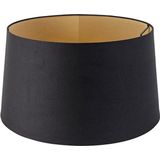 QAZQA rond schuin katoen - Moderne Lampenkap - Ø 400 mm - Zwart Goud -