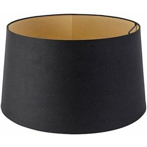 QAZQA rond schuin katoen - Moderne Lampenkap - Ø 400 mm - Zwart Goud -