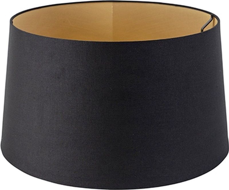 QAZQA rond schuin katoen - Moderne Lampenkap - Ø 400 mm - Zwart Goud -