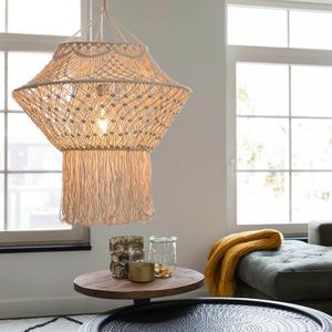 QAZQA string hl - Landelijke Hanglamp - 1 lichts - Ø 590 mm - Beige - Woonkamer | Slaapkamer