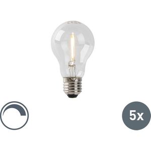 Set van 5 E27 LED filament lampen A60 1W 80 lm 2200K