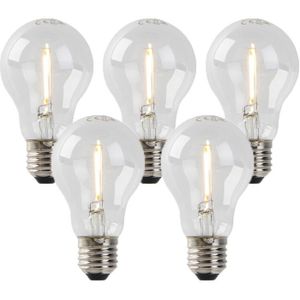 Set van 5 E27 LED filament lampen A60 1W 80 lm 2200K