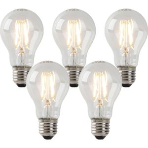 Set van 5 E27 LED filament lampen helder glas 3W 250 lm 2200K
