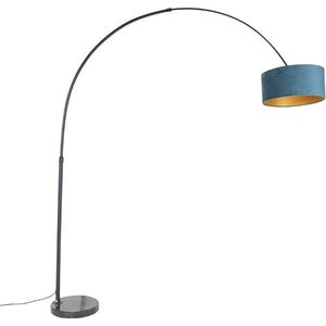 QAZQA Moderne Booglamp  Vloerlamp  Staande Lamp met kap 1 lichts H 2250 Zwart Goud Woonkamer  Slaapkamer