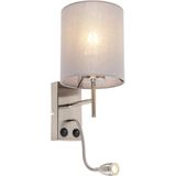 QAZQA stacca - LED Wandlamp voor binnen - 1 lichts - D 200 mm - Staal - Woonkamers-sSlaapkamer