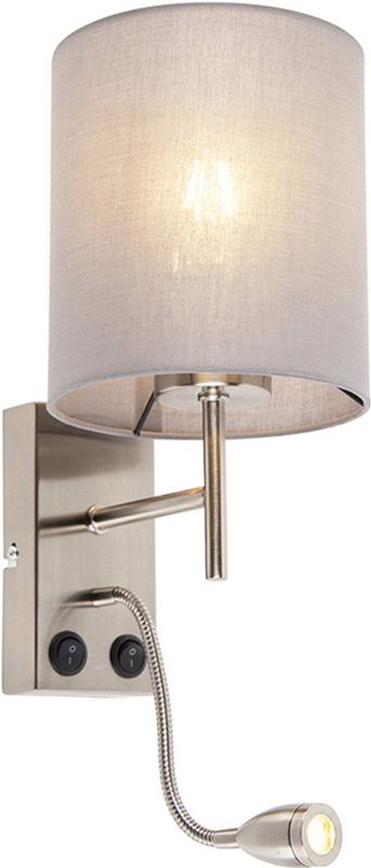 QAZQA stacca - LED Wandlamp voor binnen - 1 lichts - D 200 mm - Staal - Woonkamers-sSlaapkamer