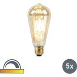 Set van 5 E27 LED lampen dim to warm goud 8W 806 lm 2000-2700K