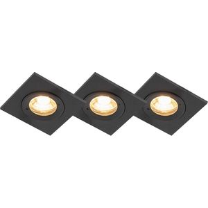 QAZQA xena - Moderne Inbouwspot voor badkamer - 3 lichts - L 80 mm - Zwart -