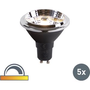 Set van 5 GU10 dim to warm LED lampen AR70 6W 2000K-3000K