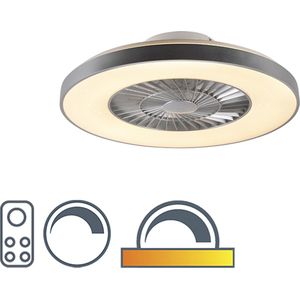 Qazqa - Deckenventilator Silber mit Sterneneffekt 60cm inkl. led Dimmbar mit Fernbedienung - Climo