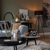 QAZQA ilse - Moderne Vloerlamp | Staande Lamp met kap - 1 lichts - H 136 cm - Zwart Goud - Woonkamer | Slaapkamer