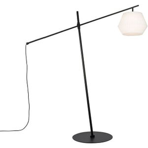 Design buiten vloerlamp zwart IP44 met witte kap - Robbert