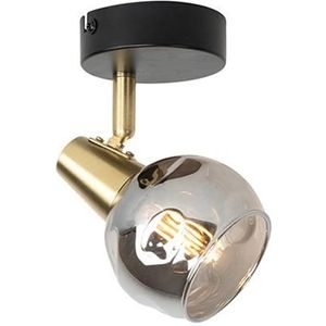 QAZQA vidro - Art Deco Plafondlamp en wandlamp - 1 lichts - L 12 cm - Zwart Goud - Woonkamers-sSlaapkamers-sKeuken