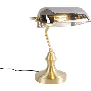 QAZQA Banker - Klassieke Notarislamp - Bankierslamp - 1 Lichts - H 345 Mm - Zwart Goud